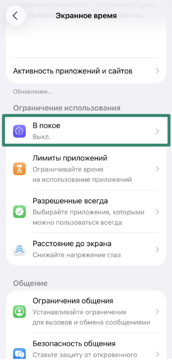 iOS screen showing Downtime option in Screen Time.