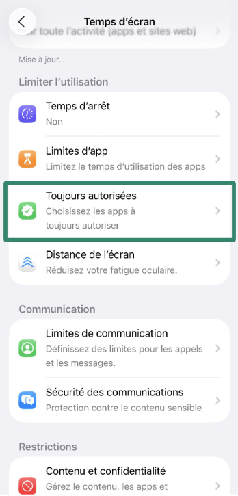Always Allowed app list with plus and minus buttons.
