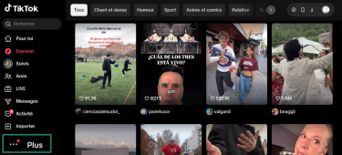 Screenshot showing how to open the sidebar in TikTok's desktop website