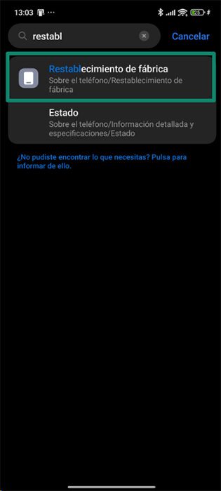 The Reset options menu of an Android phone, with the "Erase all data (factory reset)" option highlighted.