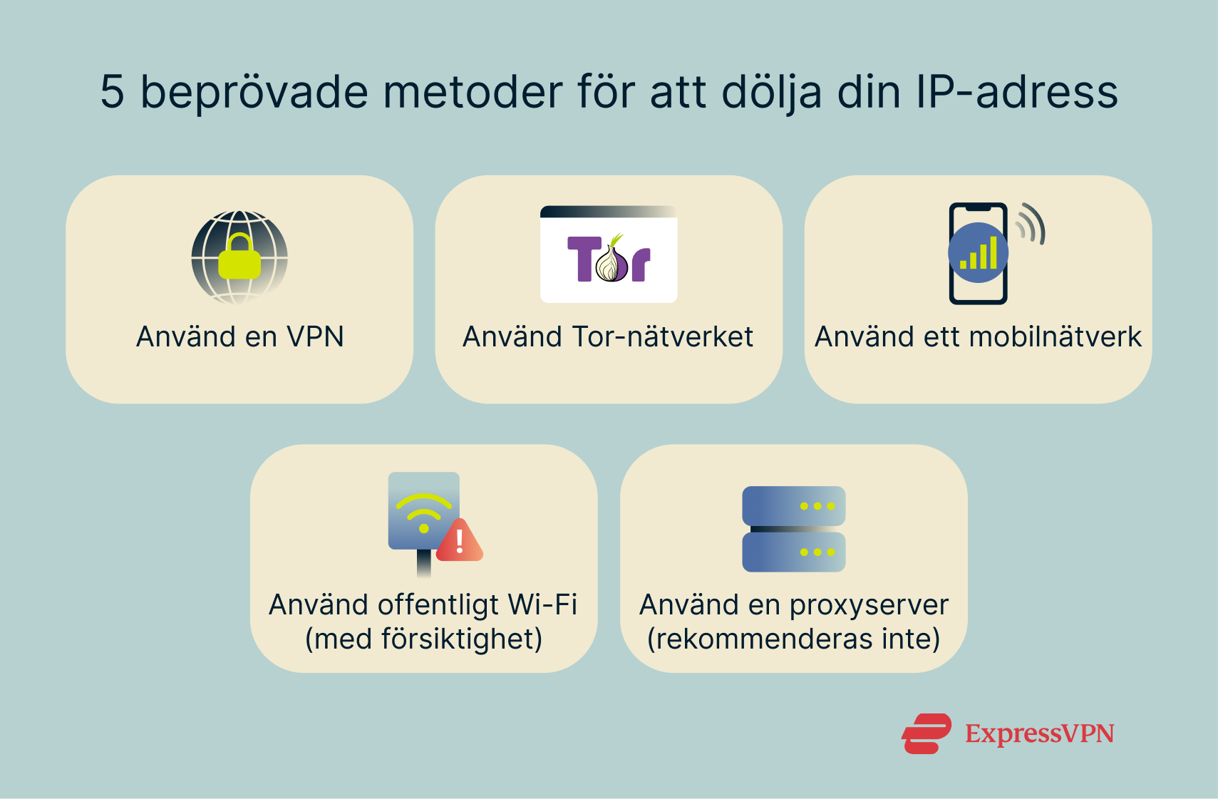 The various methods of hiding an IP address.