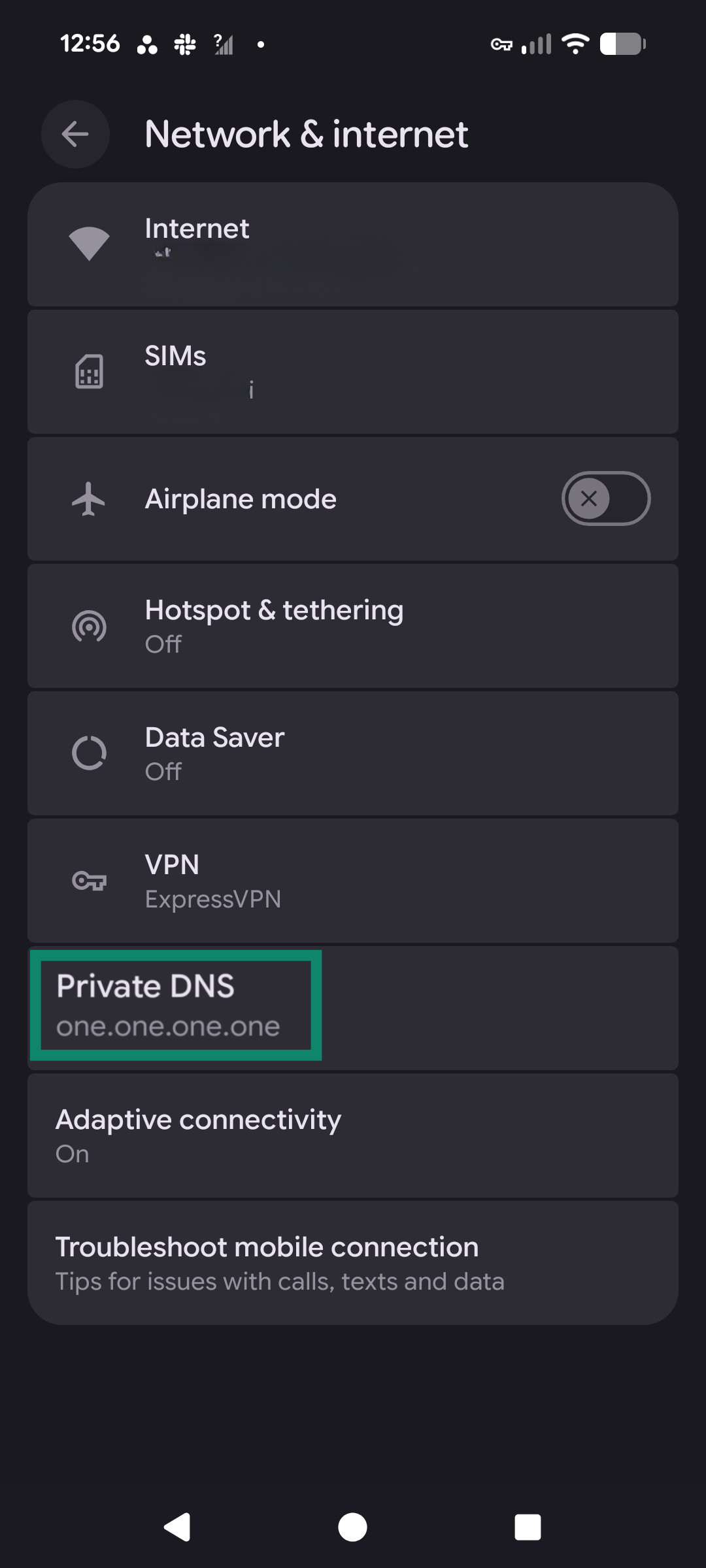 Tap on Private DNS.