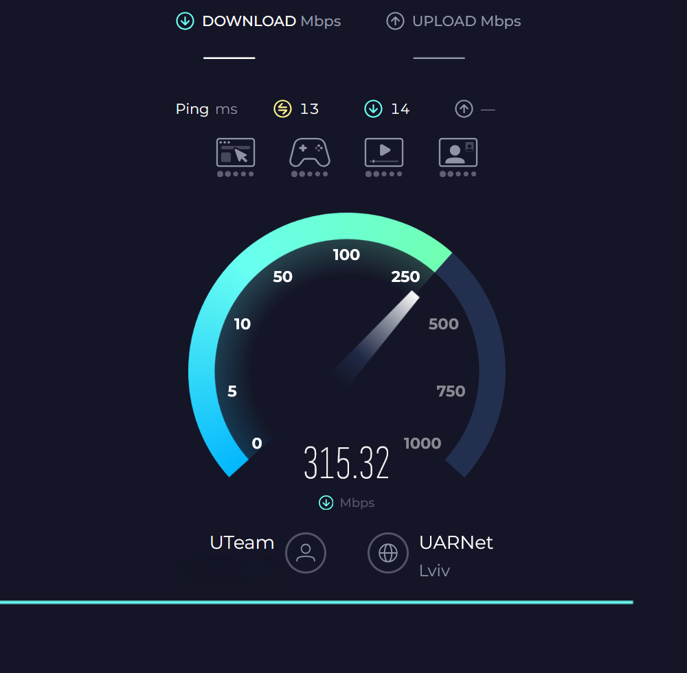 Speedtest.net measuring internet speed.
