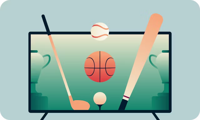 illustration of sports equipment on tv screen