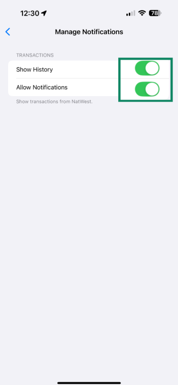 Turn on the toggle buttons for Allow Notifications.