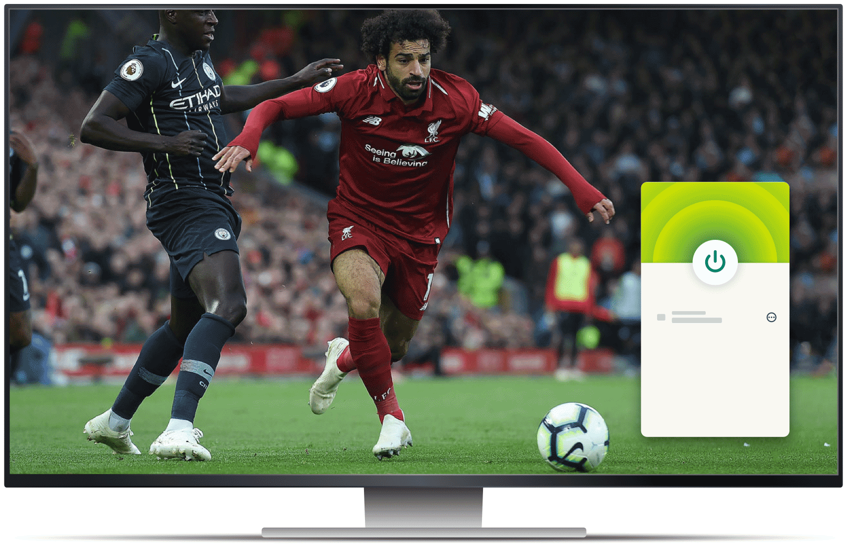 beIN Sports futbol yayını ve VPN uygulamasının olduğu masaüstü bilgisayar.