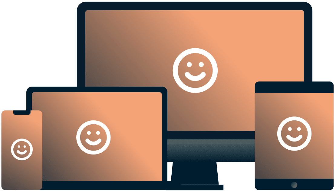 Olika apparater med smilande ansikten.