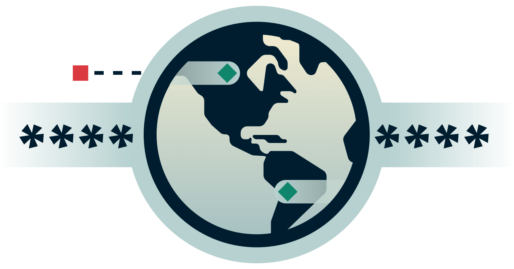 들어오려고 시도하는 외부자와 암호화된 터널