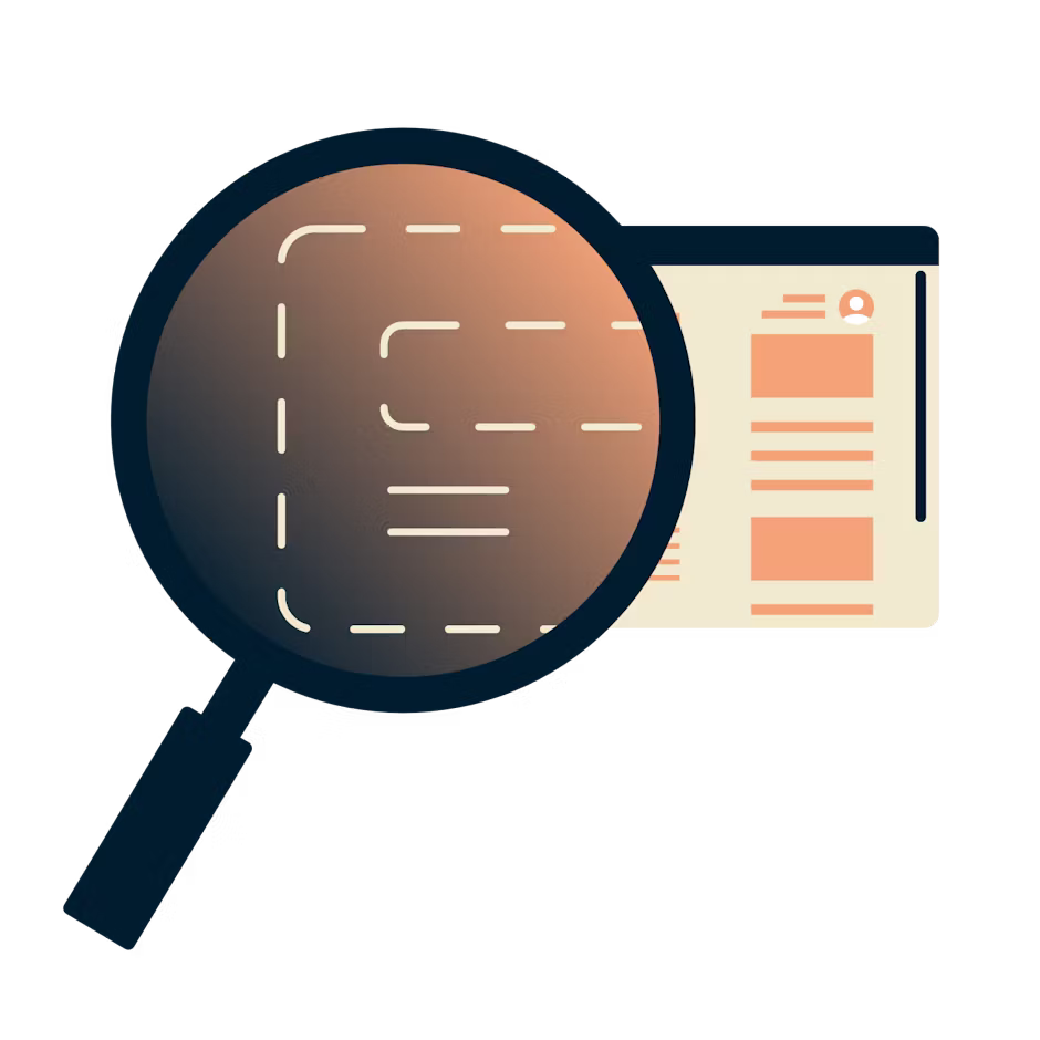 Suurennuslasi selaimen päällä, jossa näkyy salattua tietoa.