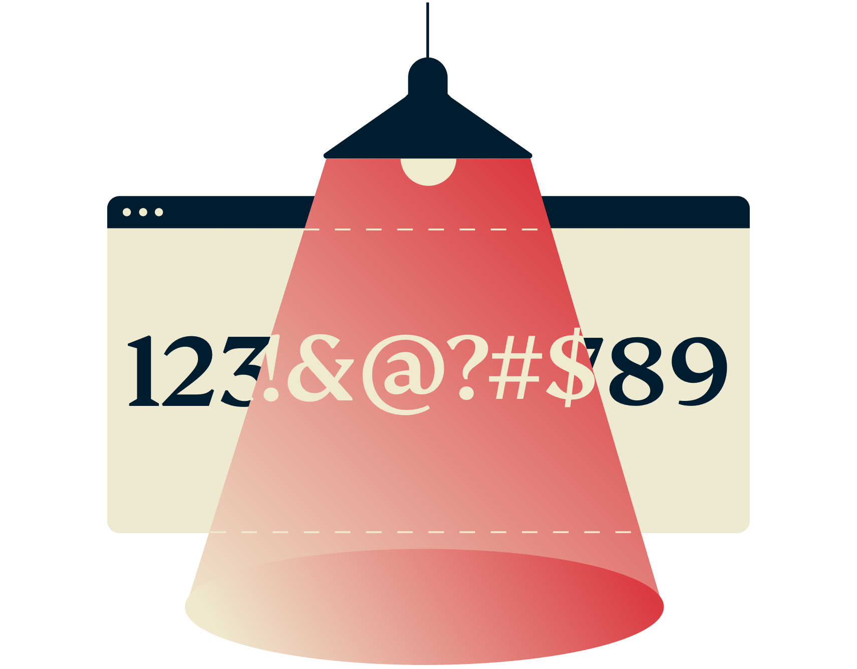 Salattua tekstiä näyttävä lamppu.