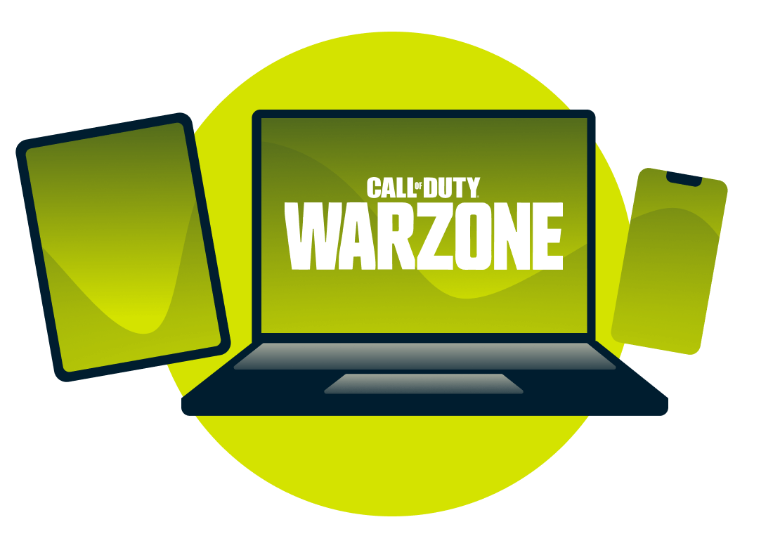 Plusieurs appareils avec le logo Call of Duty: Warzone.