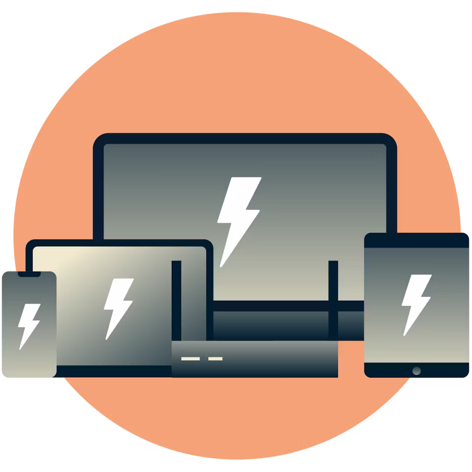 Apparaten met bliksemschichten erop om snelheid aan te geven.