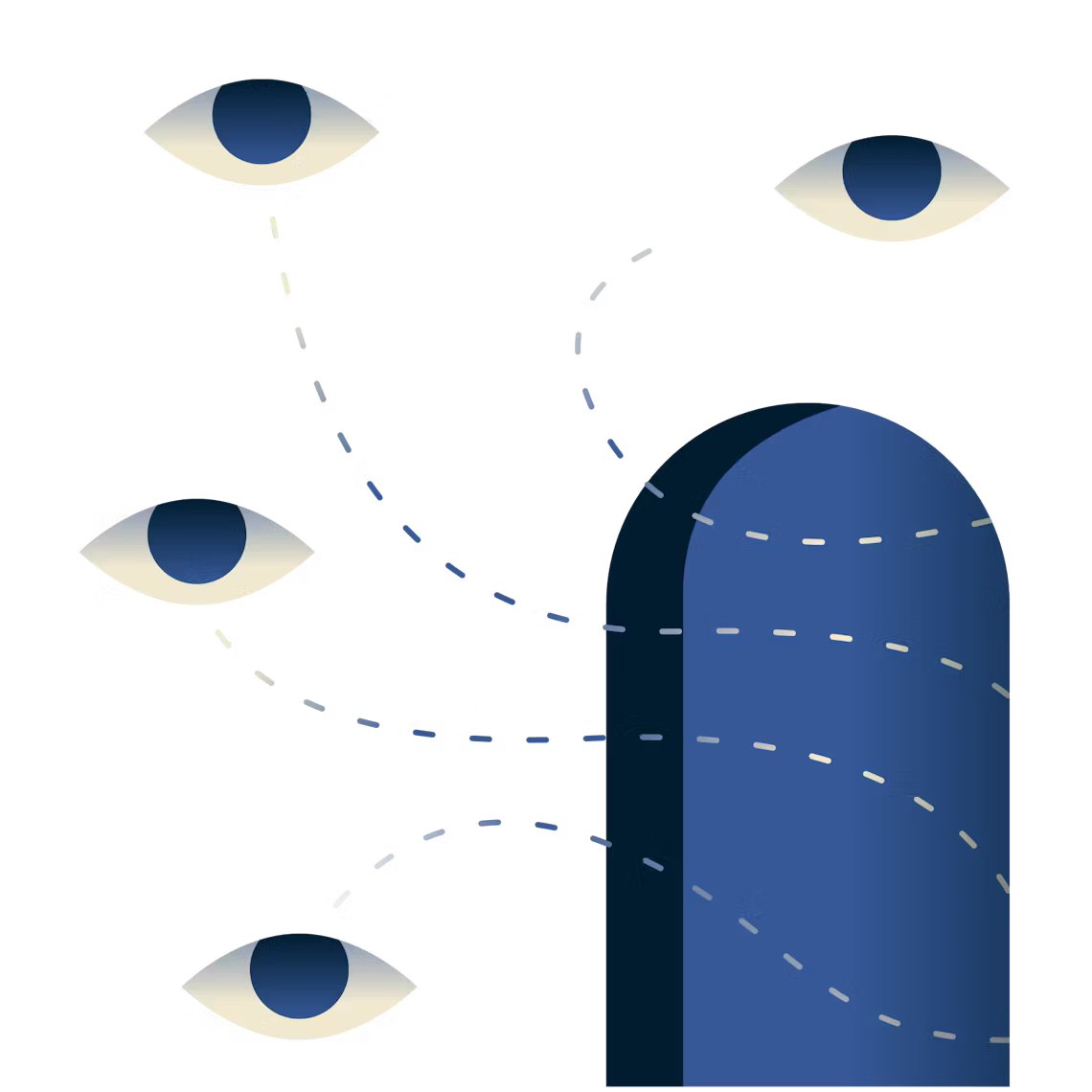 Silmät katsovat oviaukon läpi.