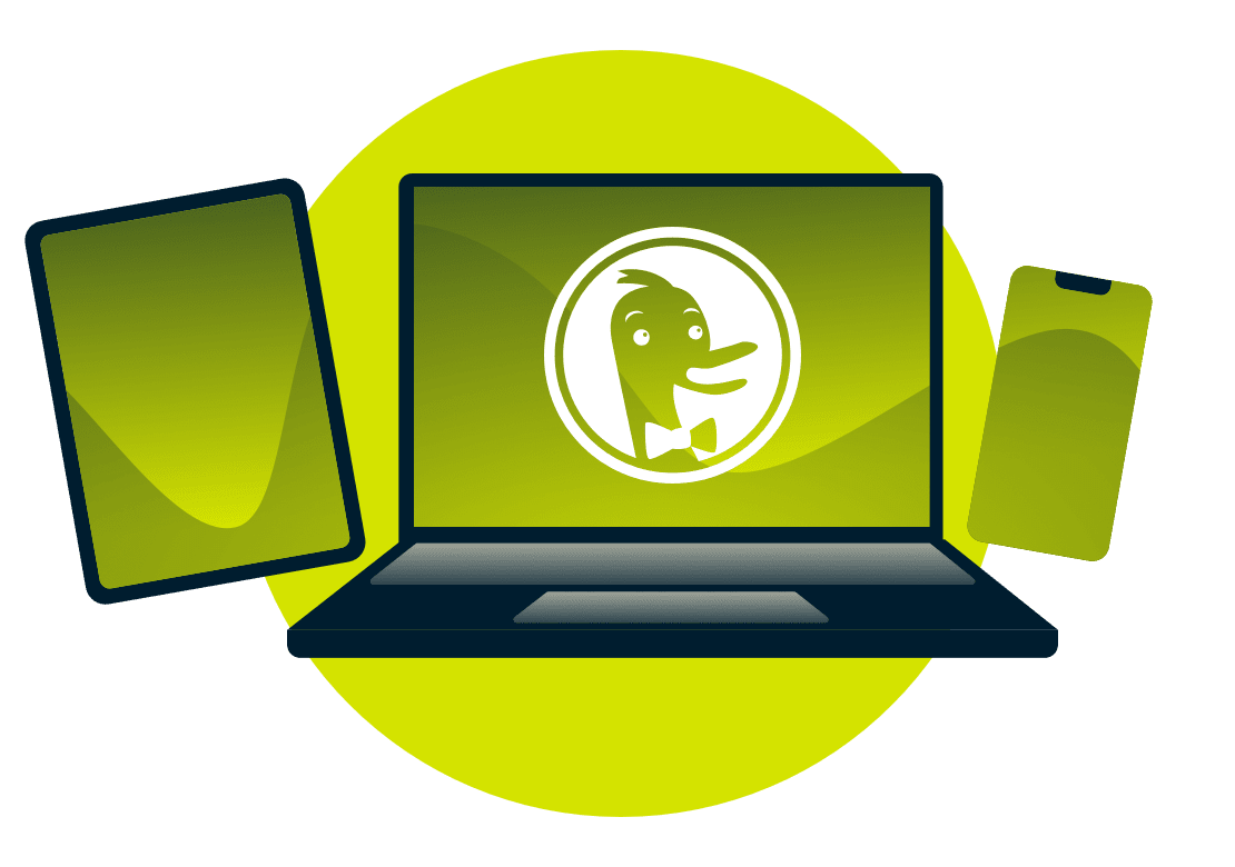 DuckDuckGo logosu bulunan cihazlar.