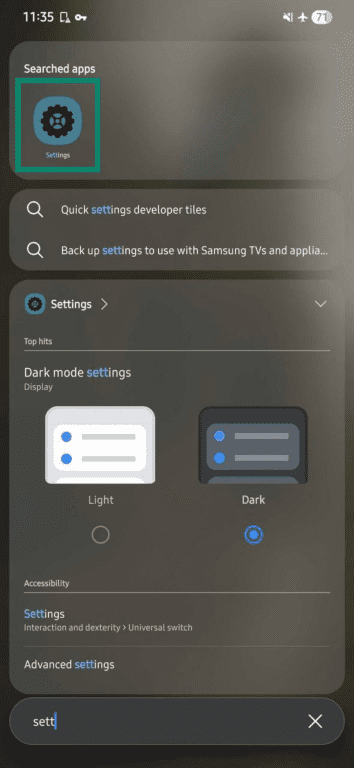 Find and open the Settings app on Android device.
