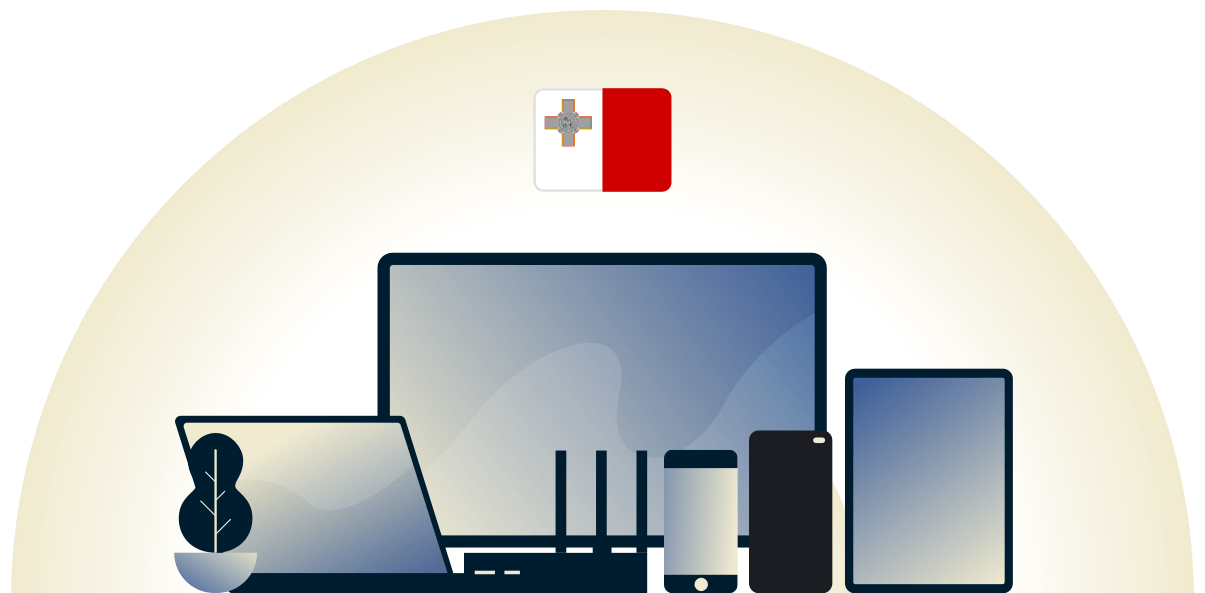 Malta VPN protegendo uma variedade de dispositivos.