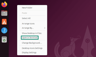 Opening the Terminal on Linux.
