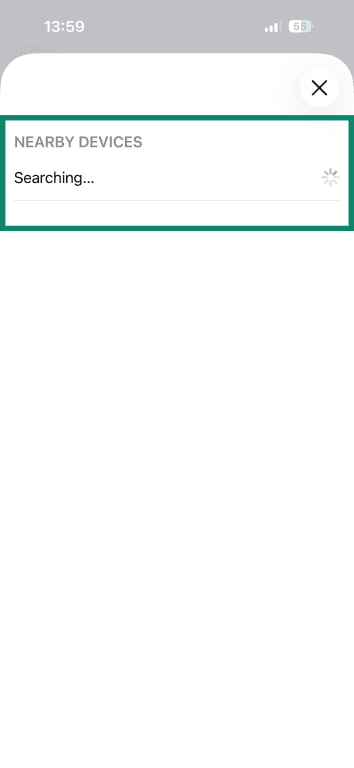 iOS Control Nearby Devices search menu.