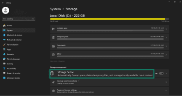 How to enable Storage Sense on Windows.