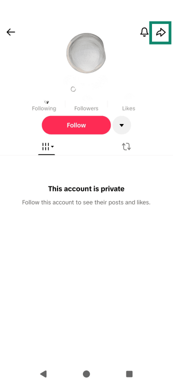 A TikTok profile, highlighting the Share button.