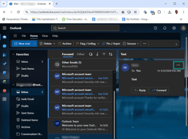How to access the email context menu in Outlook on the web