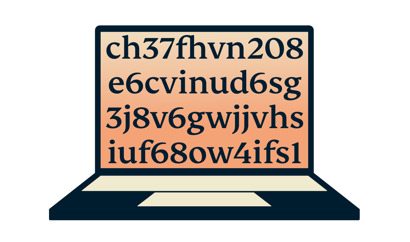 Φορητός υπολογιστής που εμφανίζει κρυπτογραφημένο κείμενο.