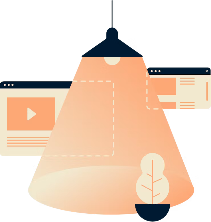 Lampje schijnt op browservensters om ze privé te maken.